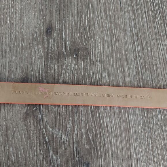 Iguana Print Orange Bonded Leather Skinny Belt Medium - Picture 4 of 6